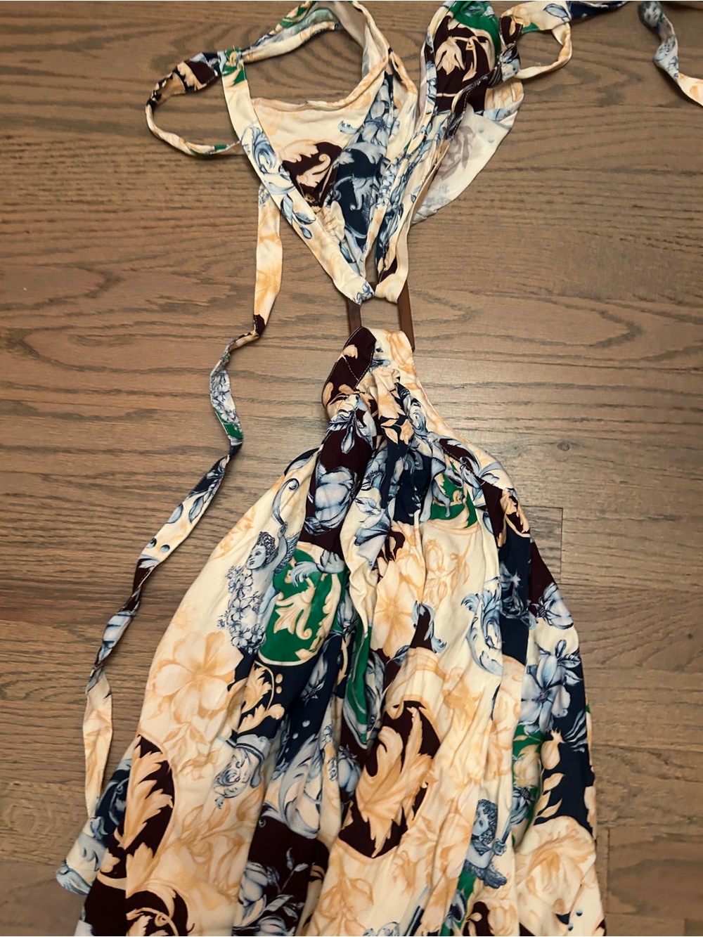 Agua Bendita Gillian Cardumen Mini Dress Cream Blue Boho Floral Cutout Size m - Picture 13 of 15